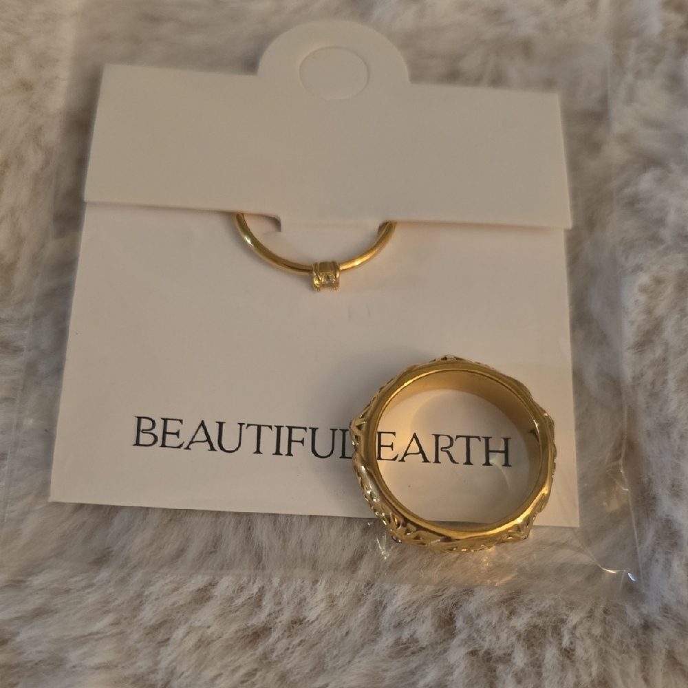 Gold Ring Set SUN Ring & Small CZ